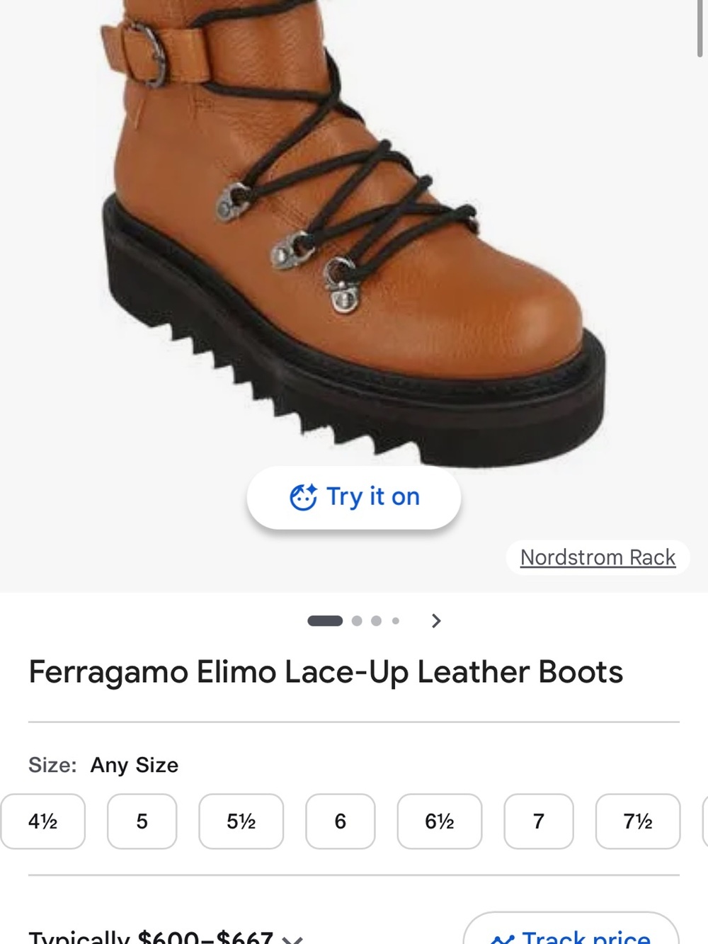 Salvatore Ferragamo Tan Leather Lace-Up Platform Boots with Black Lug Sole